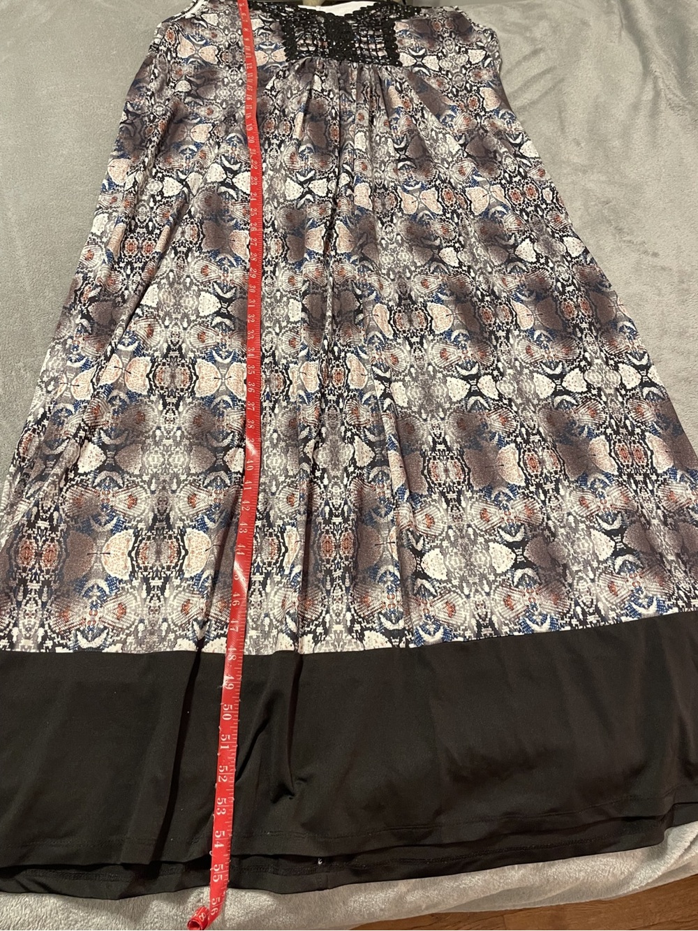 ONE WORLD Women's 3X Plus Embellished Boho Beaded Sleeveless Printed Maxi Dress - Picture 12 of 12